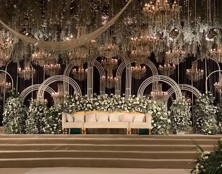 Gold and ivory wedding stage