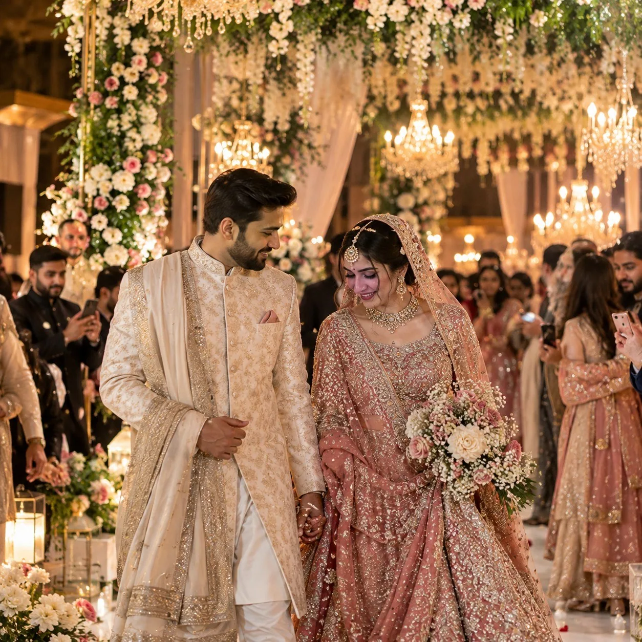 Elegant floral wedding aisle